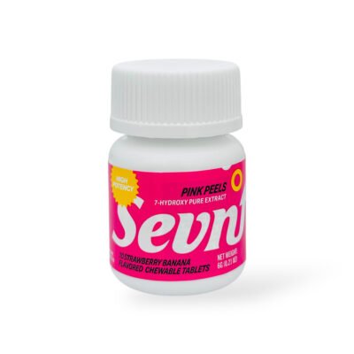 Sevn Pink Peels 35mg 7-OH Strawberry Banana Flavored Chewable Tablets
